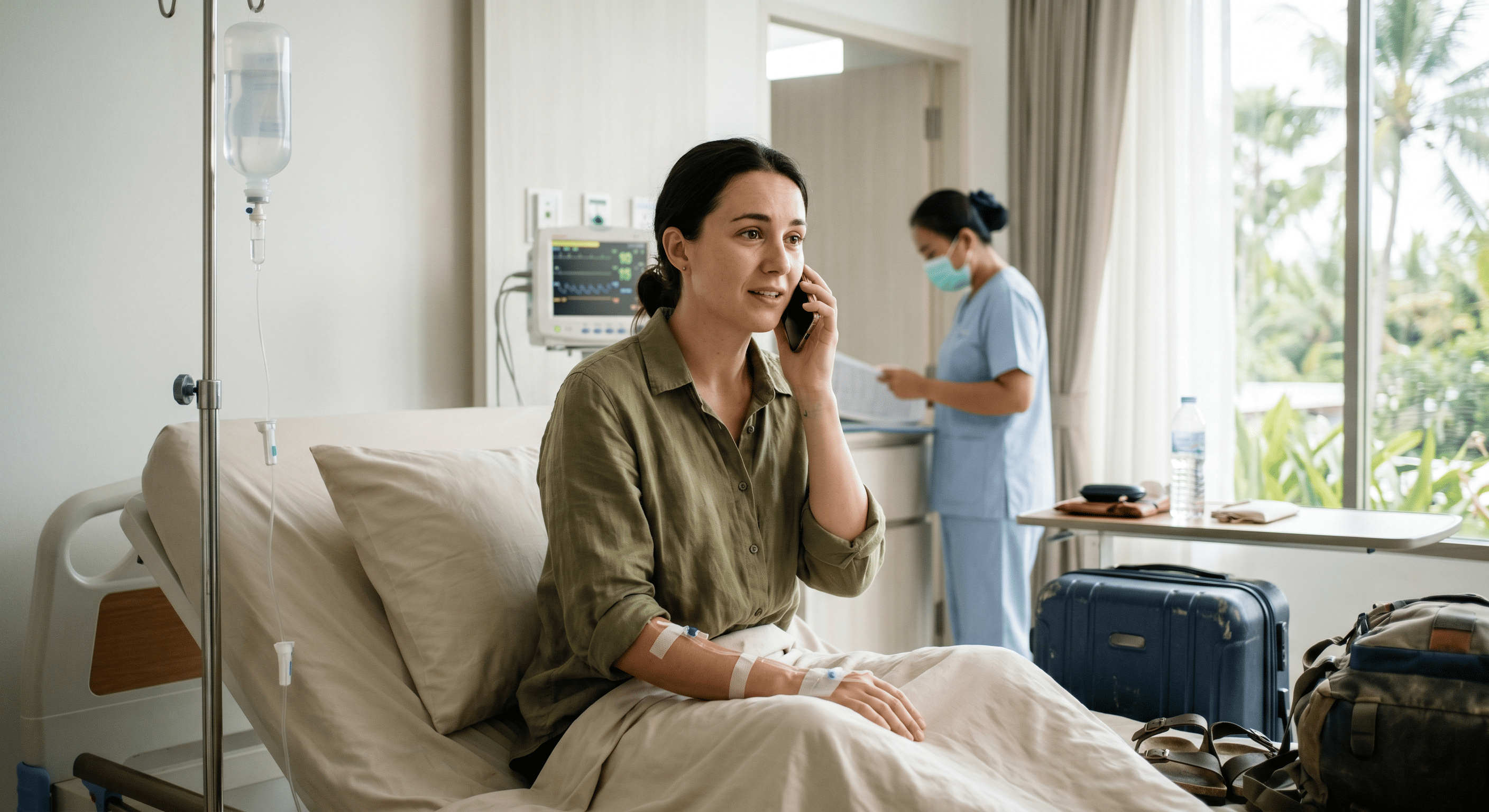 Voyageur hospitalisé à l'étranger avec assistance assurance voyage suisse